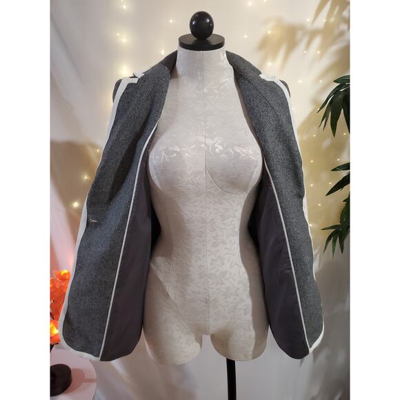 Banana Republic NWT Hack ing Wool Blazer Jacket Womens Size 2 Petite Gray White - Picture 7 of 13